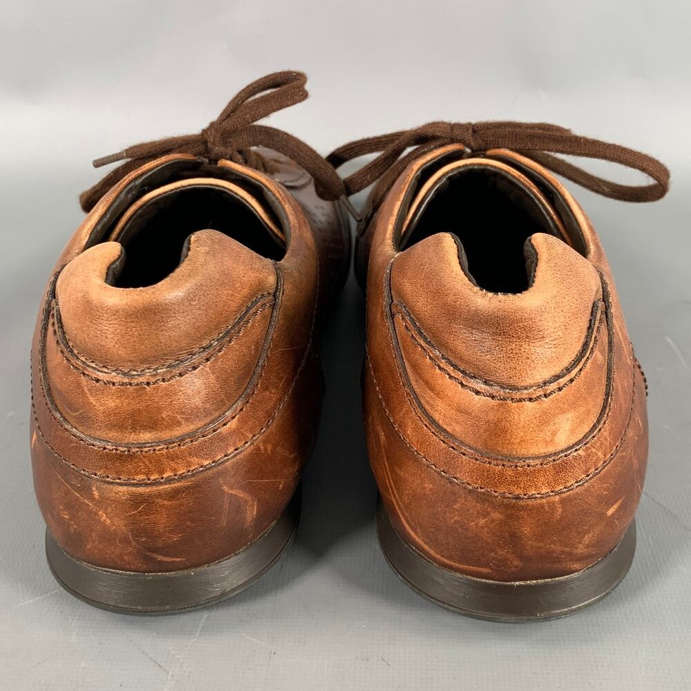 HOGAN Size 11 Brown Distressed Leather Soccer Sneakers - Picture 3 of 8